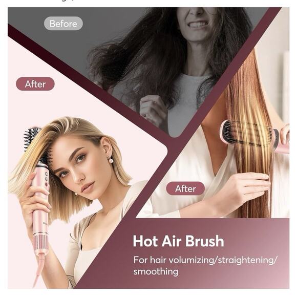 Bopcal 5-in-1 Air Wrap Hair Styler w/ Travel Bag, Pink Curler Dryer Straightener - Picture 5 of 11